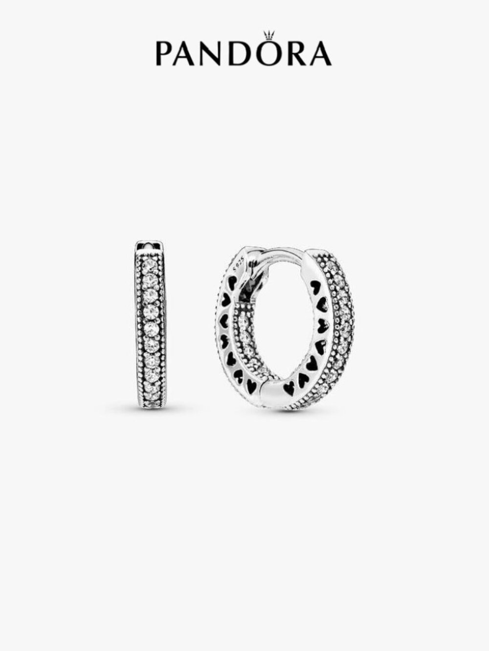 Pandora Pavé Heart Hoop Earrings